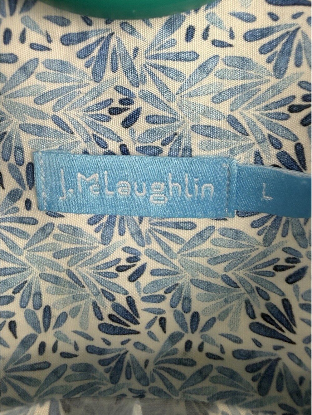 J. McLaughlin Men's L Blue/White Floral Stretch Cotton Long Sleeve Button-Up - Picture 2 of 8